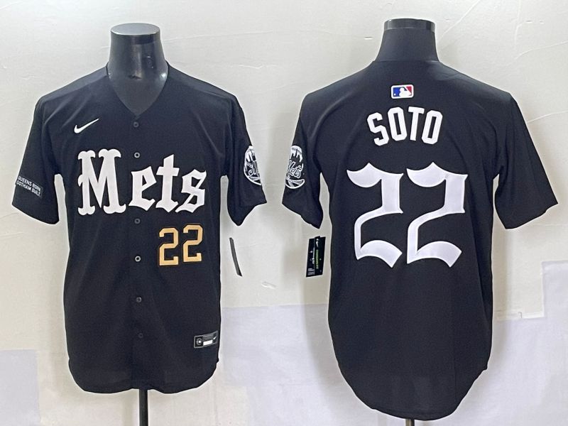 Men 2025 New York Mets #22 Soto Black Five generations Joint Name Nike MLB Jersey style 5